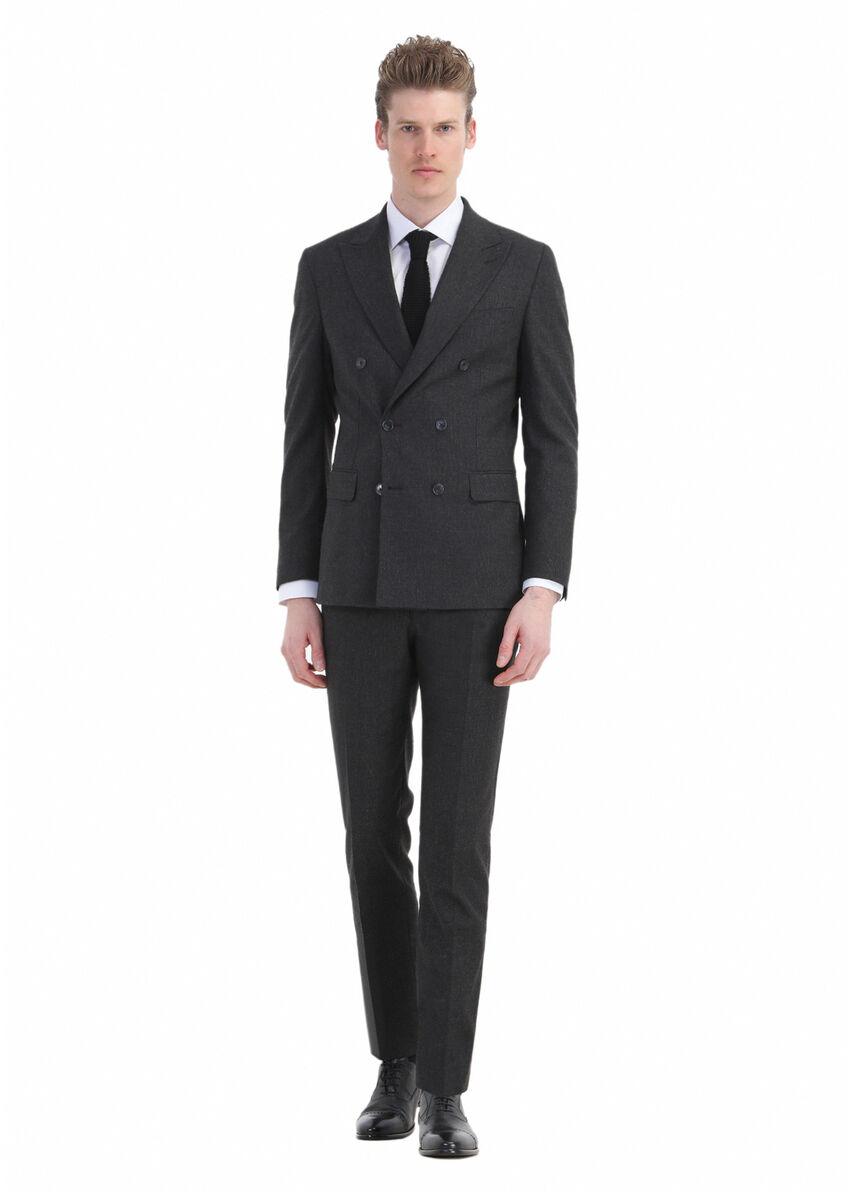 Hard Coal Checkered Zeroweight Slim Fit Wool Blended Suit - 1