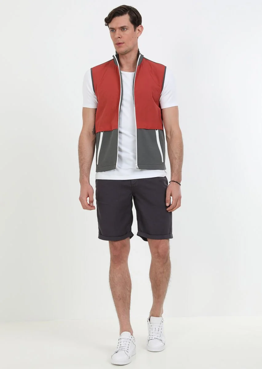 Hard Coal Cotton Blended Knitting Puffer Vest - 1