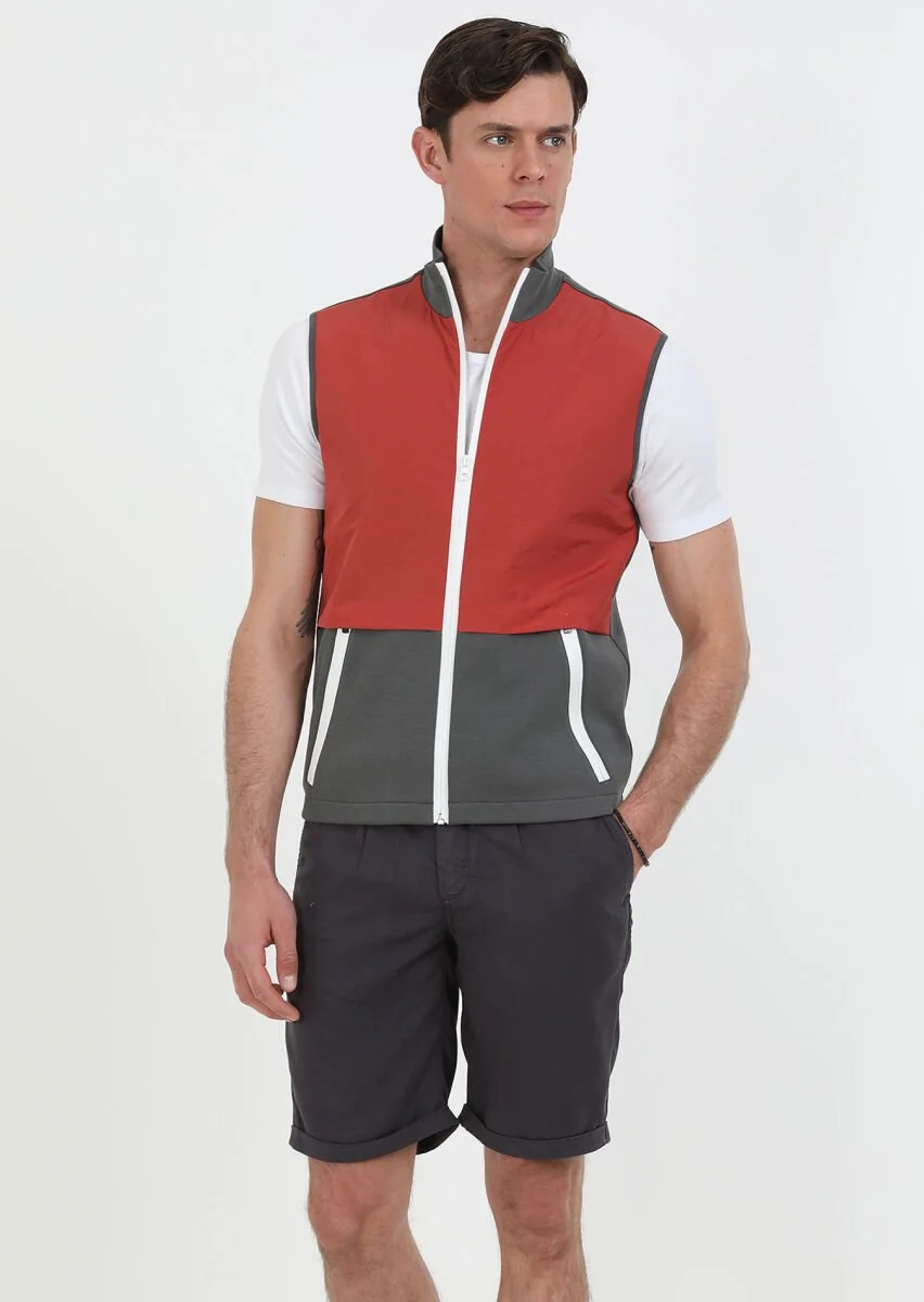 Hard Coal Cotton Blended Knitting Puffer Vest - 2