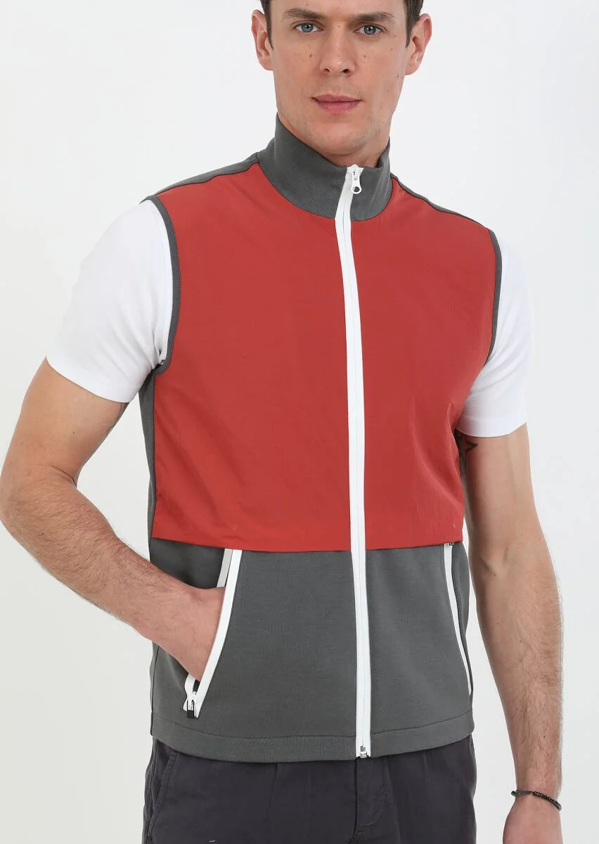 Hard Coal Cotton Blended Knitting Puffer Vest - 3