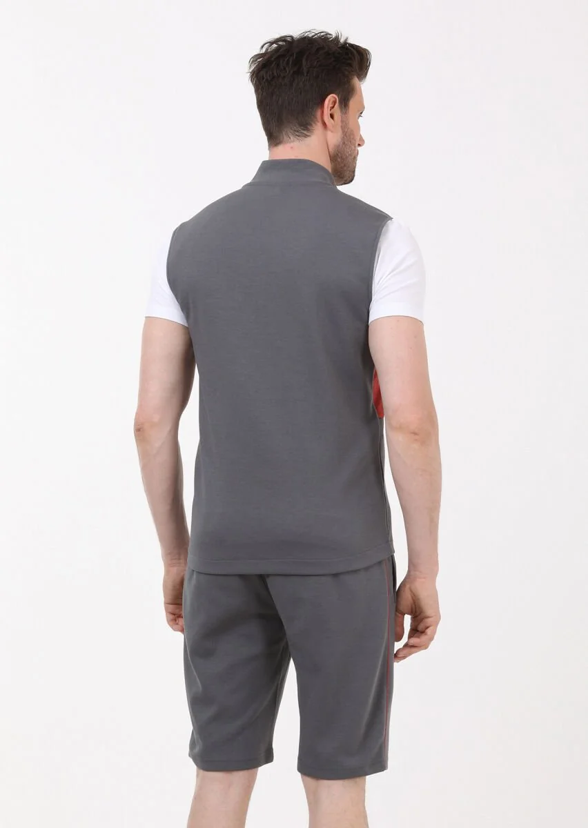 Hard Coal Cotton Blended Knitting Puffer Vest - 5