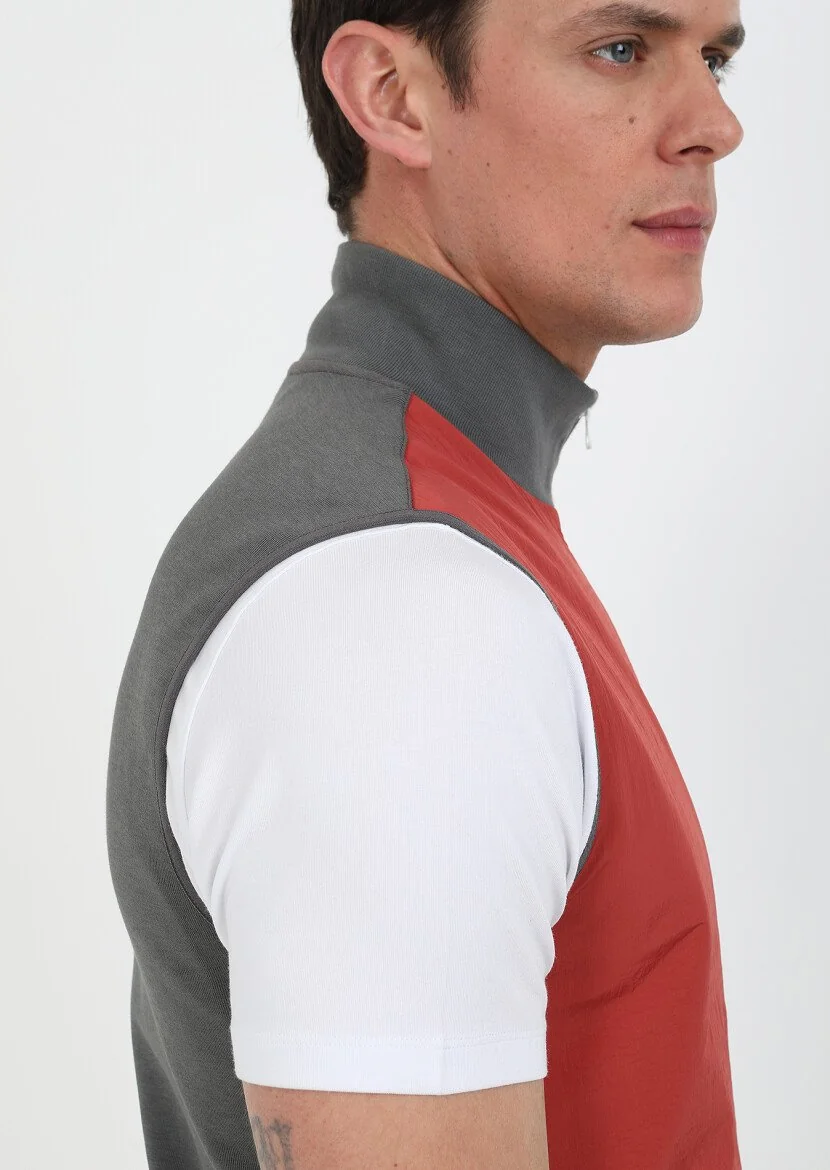 Hard Coal Cotton Blended Knitting Puffer Vest - 6