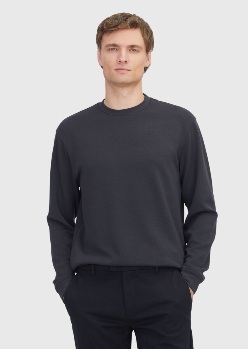 Hard Coal Crew Neck Plain Sweatshirt - 1