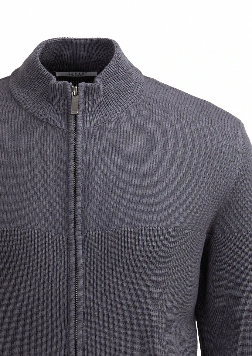 Hard Coal Crew Neck Stitch Crochet Cotton Blended Cardigan 