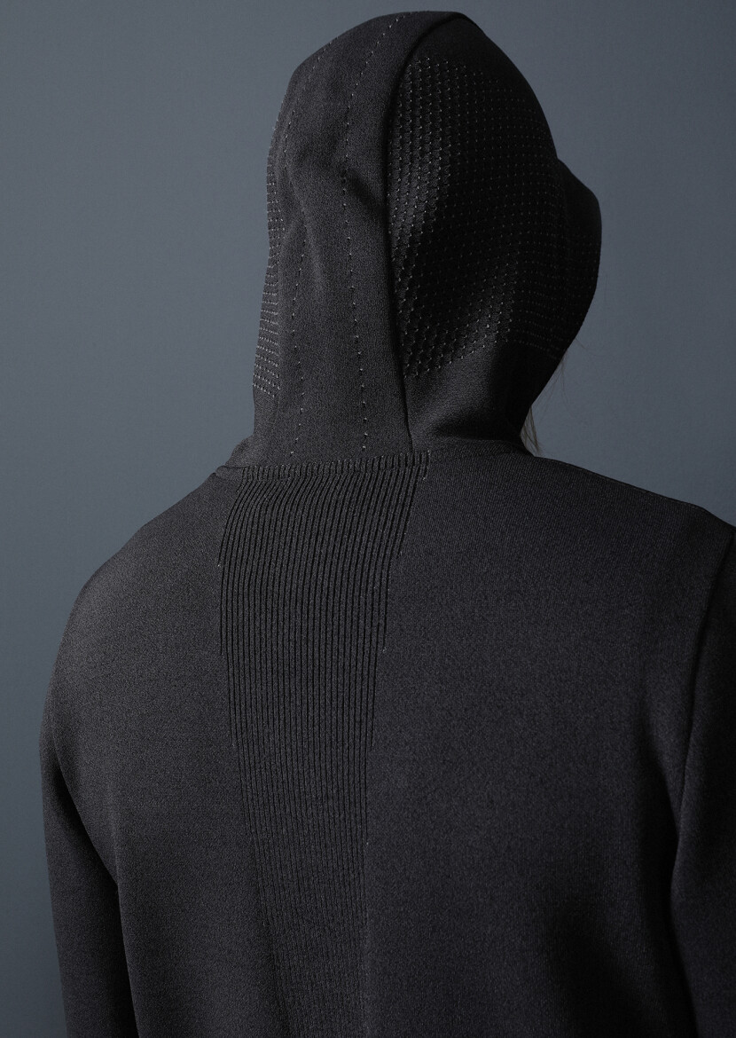 Hard Coal Jacquard Wool Blended Cardigan - 5