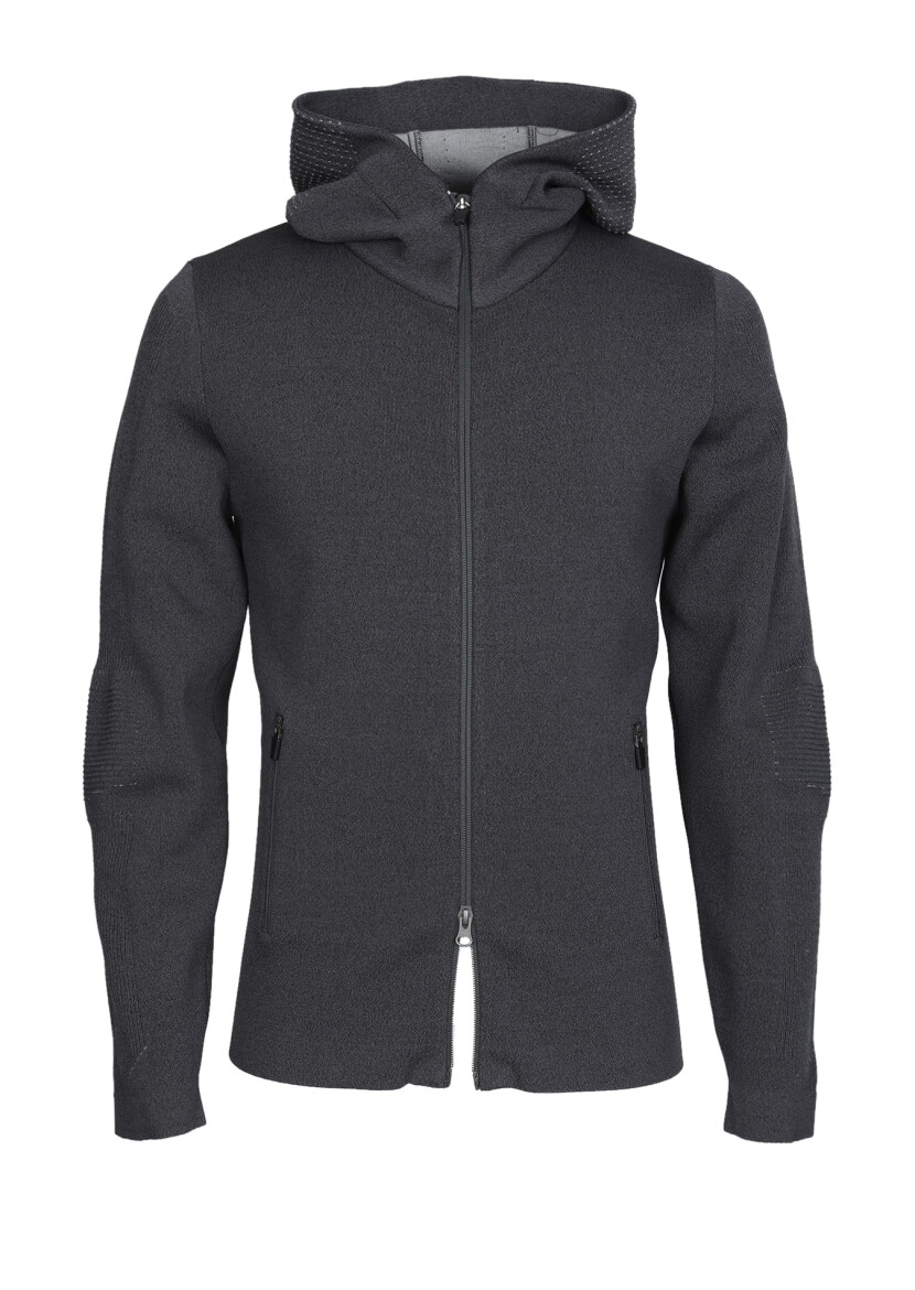 Hard Coal Jacquard Wool Blended Cardigan - 6