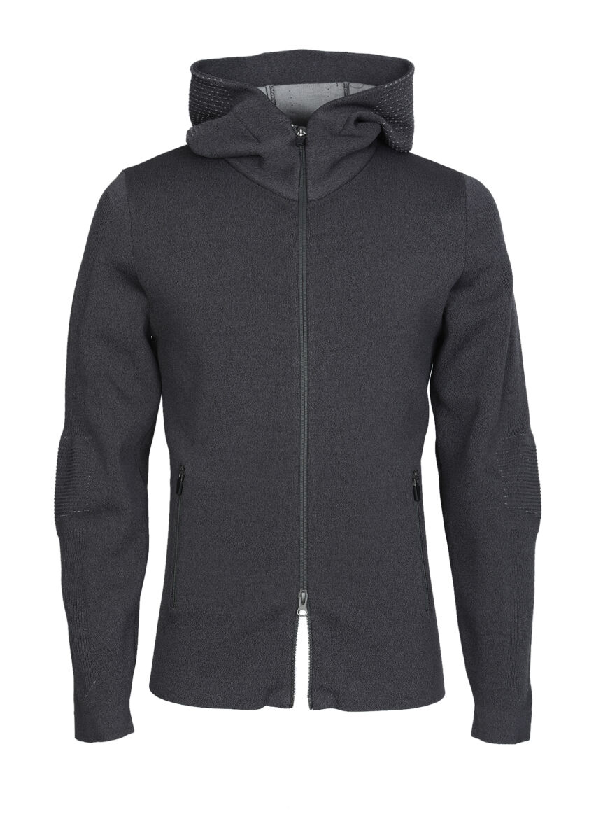 Hard Coal Jacquard Wool Blended Cardigan - 6