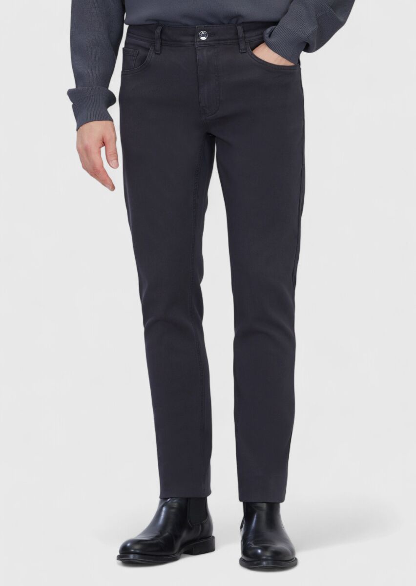 Hard Coal Knitting Slim Fit Casual Cotton Blended Trousers - 2