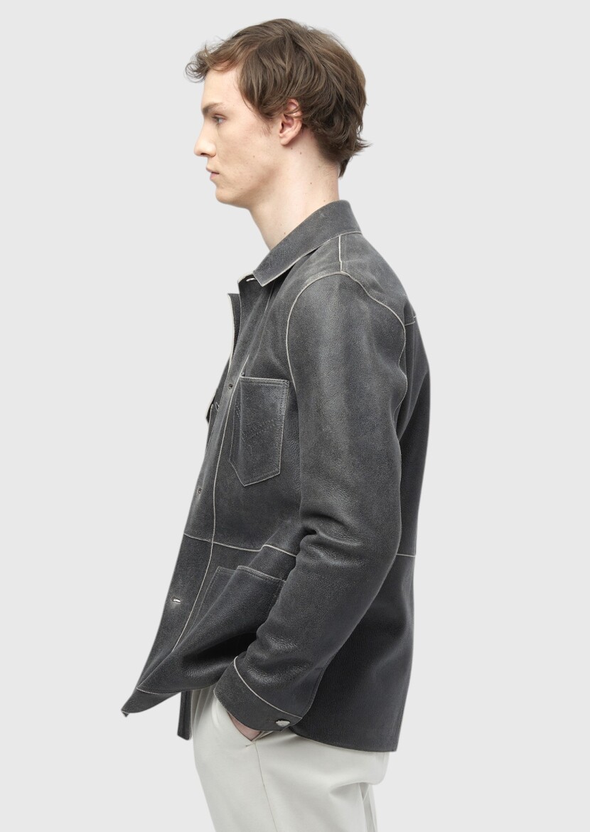 Hard Coal Leather Leather Coat - 3