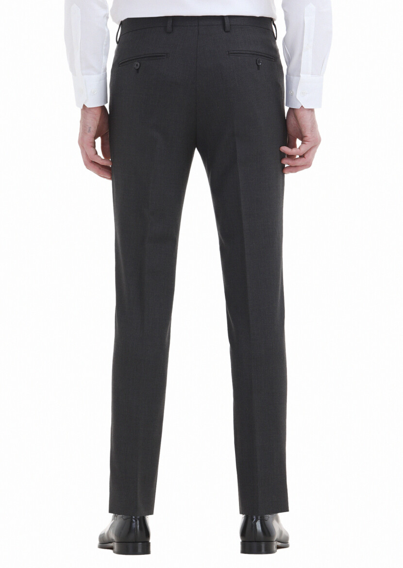 Hard Coal Material Modern Fit Classical Wool Blended Trousers - 3