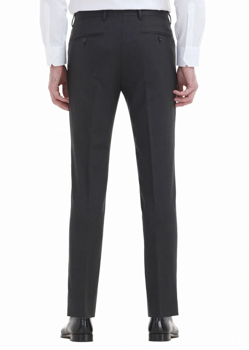 Hard Coal Material Modern Fit Classical Wool Blended Trousers - 4
