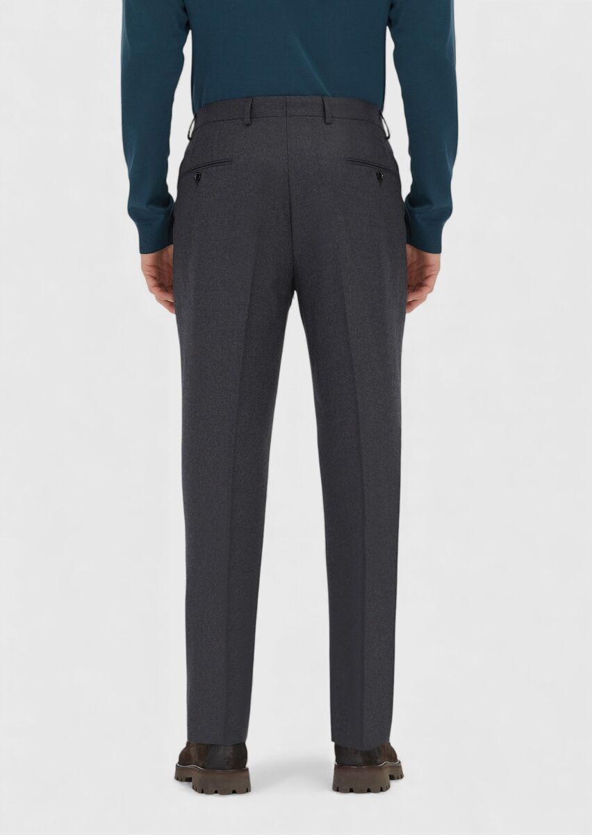 Hard Coal Material Regular Fit Classical 100% Wool Trousers - 4
