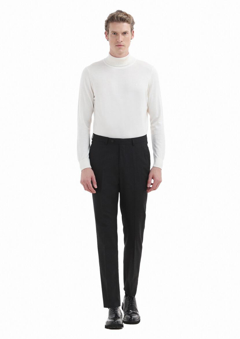 Hard Coal Material Regular Fit Classical Wool Blended Trousers - 1