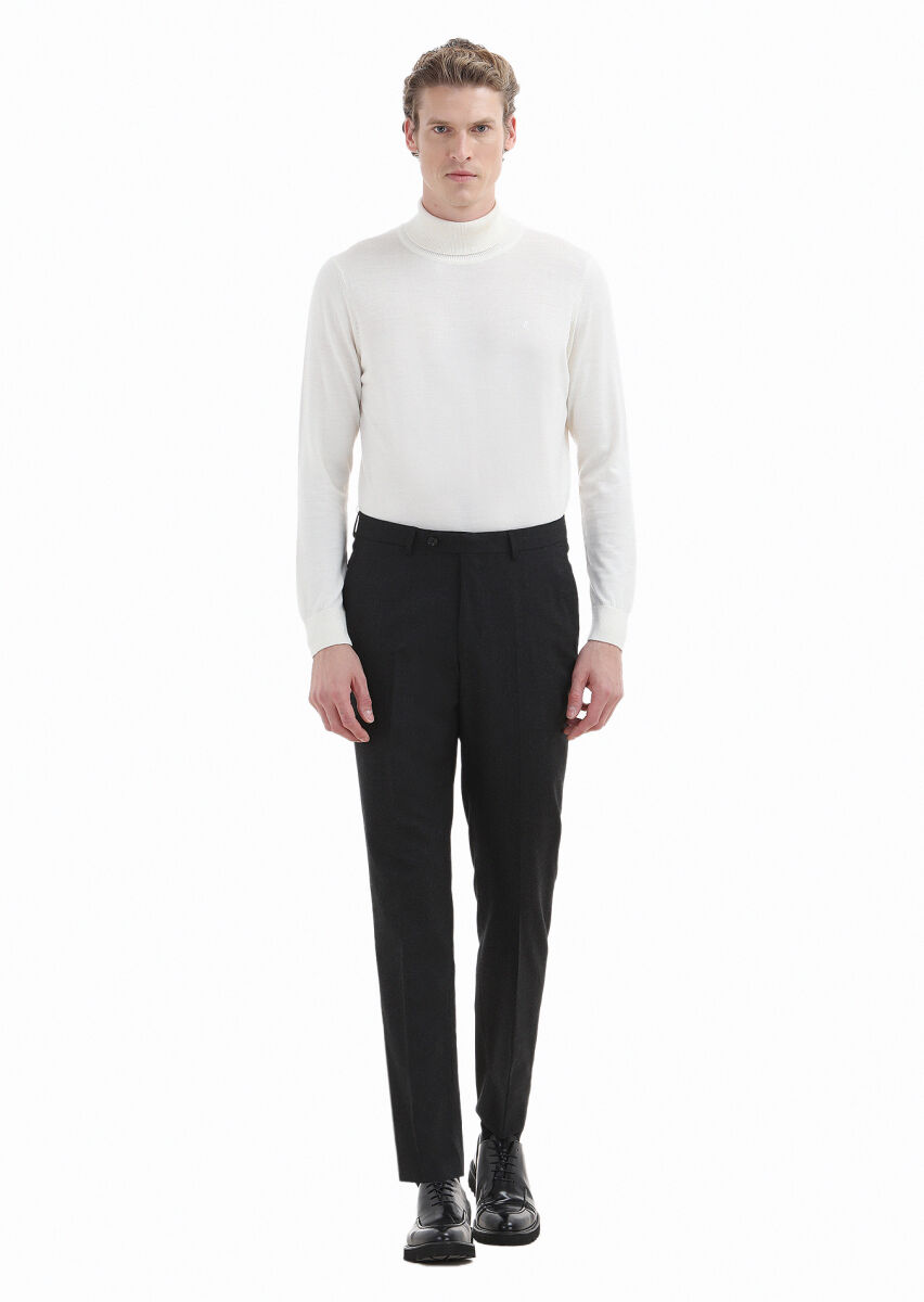 Hard Coal Material Regular Fit Classical Wool Blended Trousers - 1