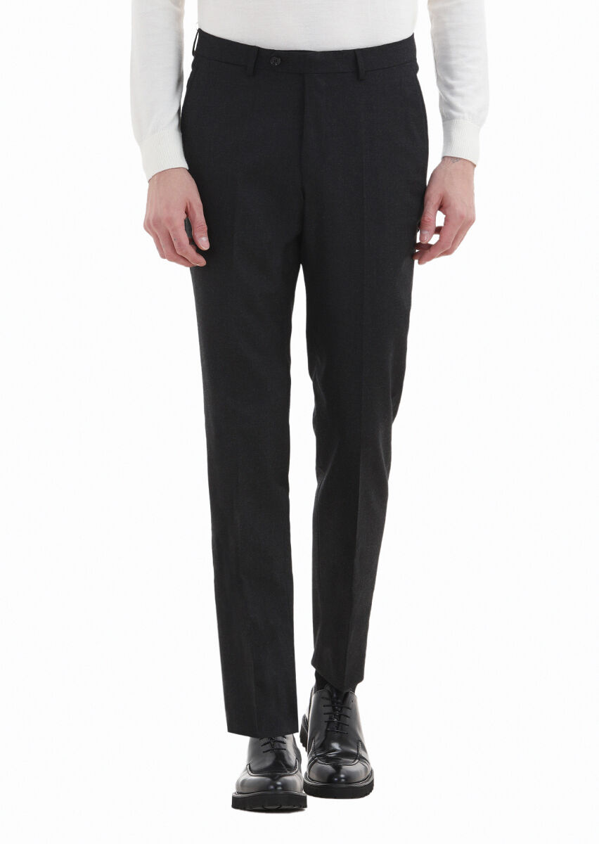 Hard Coal Material Regular Fit Classical Wool Blended Trousers - 2