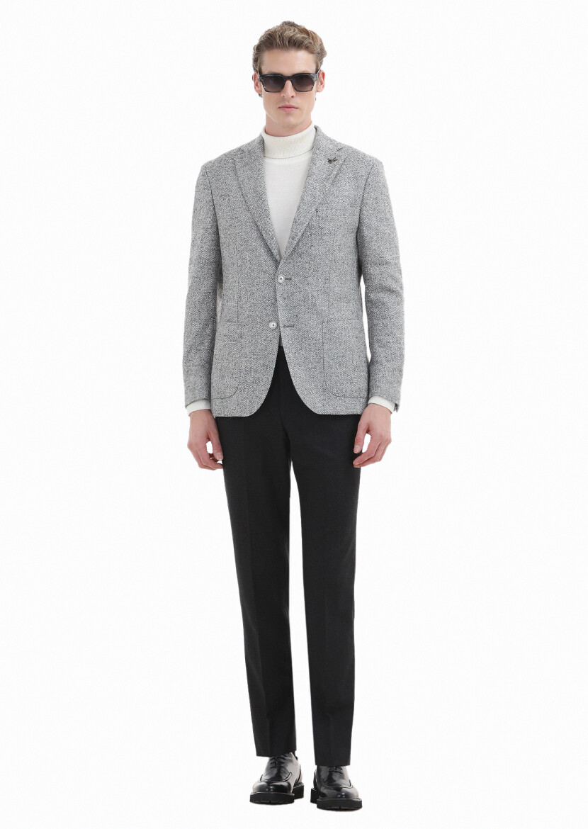 Hard Coal Material Regular Fit Classical Wool Blended Trousers - 3