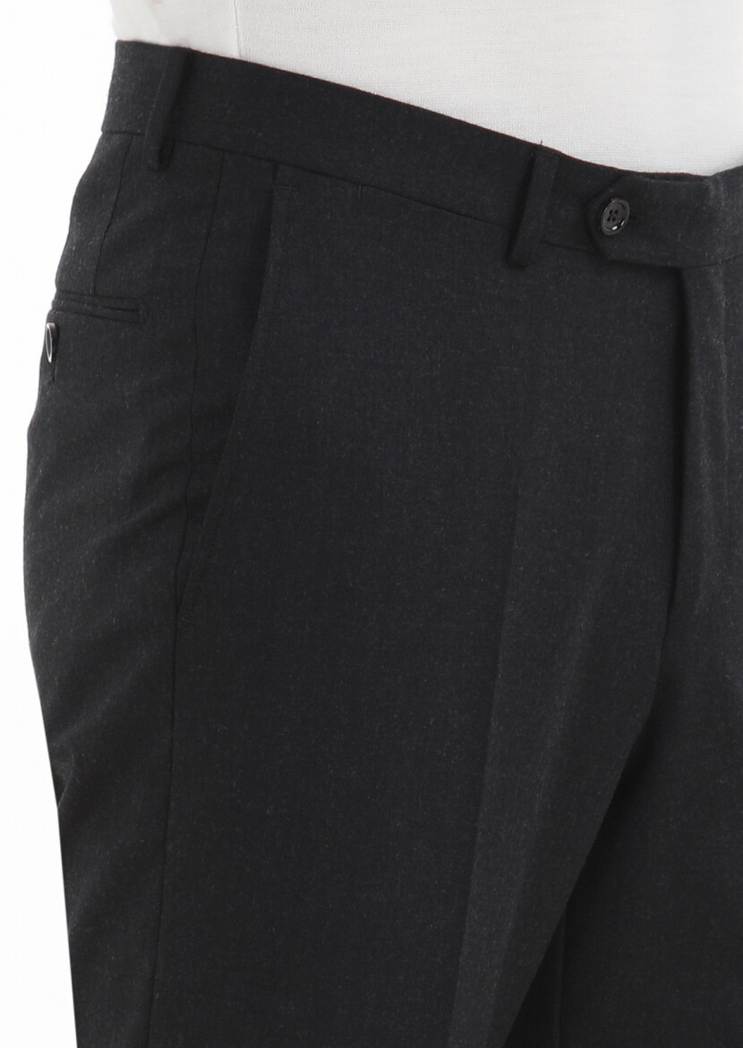 Hard Coal Material Regular Fit Classical Wool Blended Trousers - 4