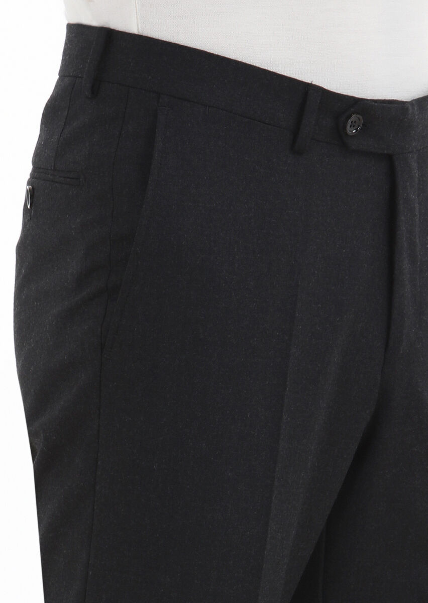 Hard Coal Material Regular Fit Classical Wool Blended Trousers - 4