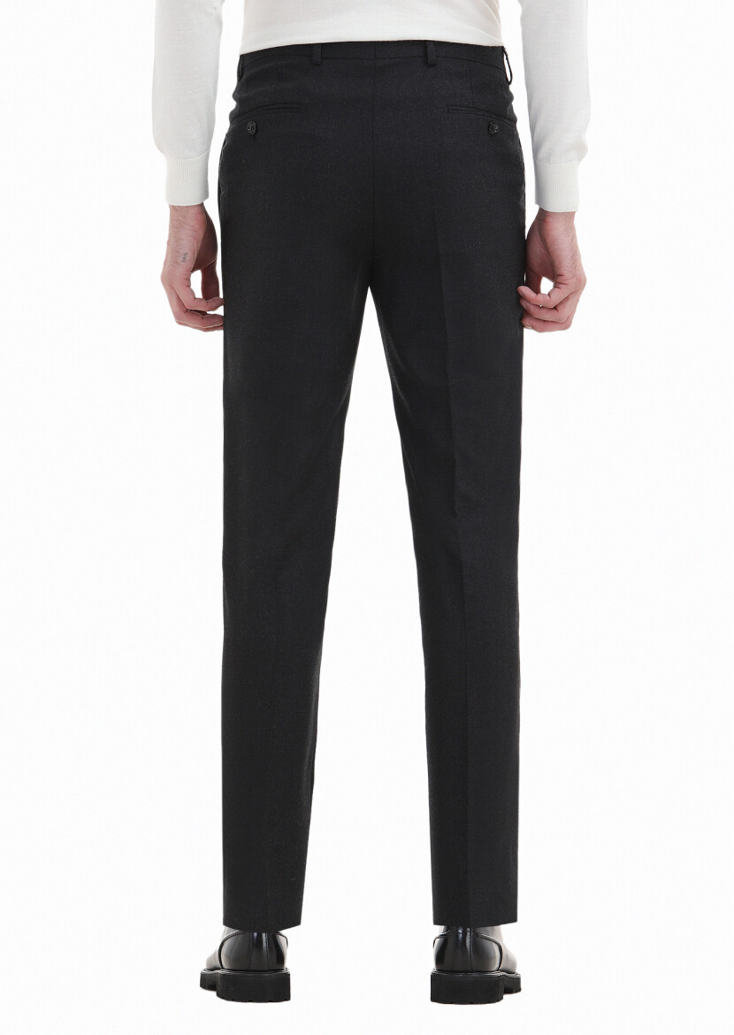 Hard Coal Material Regular Fit Classical Wool Blended Trousers - 5