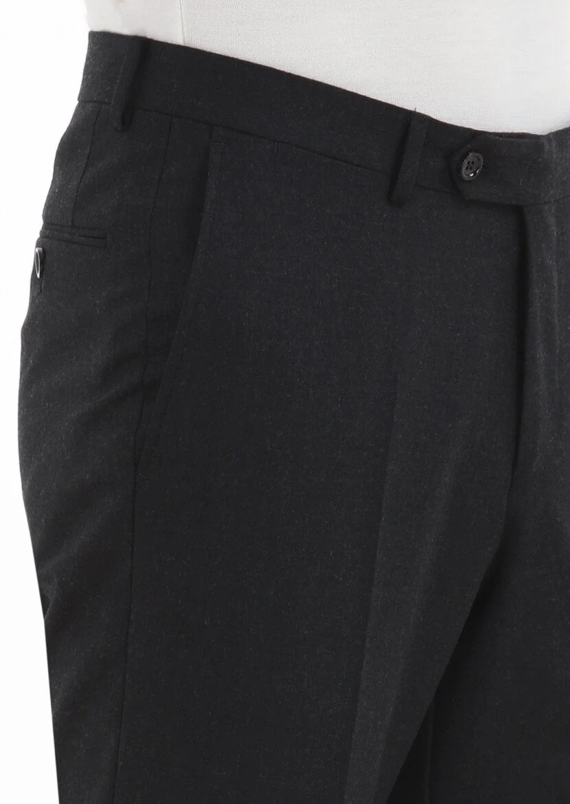 Hard Coal Material Regular Fit Classical Wool Blended Trousers - 4