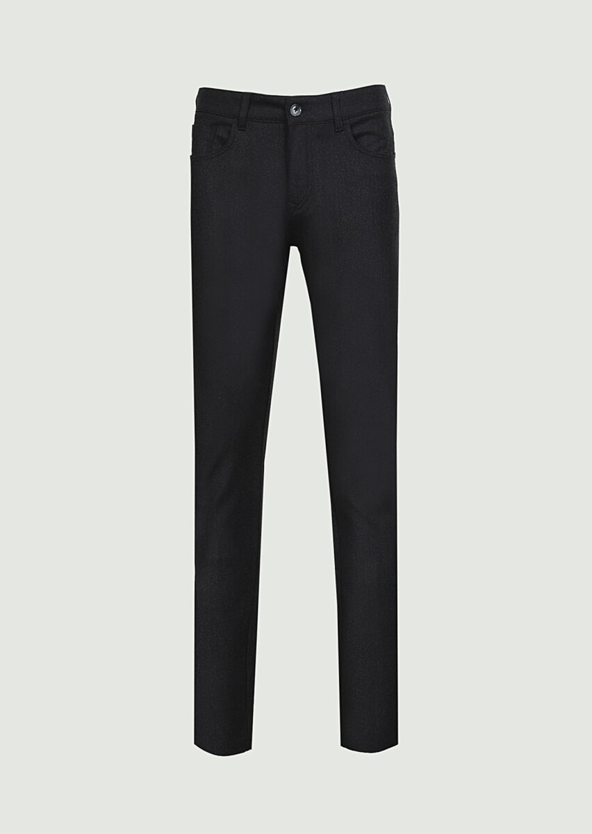 Hard Coal Material Slim Fit Casual Wool Blended Trousers - 6