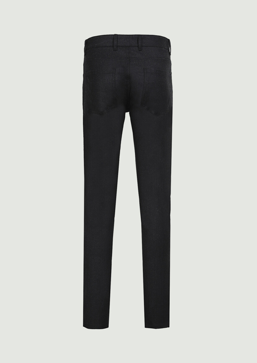 Hard Coal Material Slim Fit Casual Wool Blended Trousers - 7