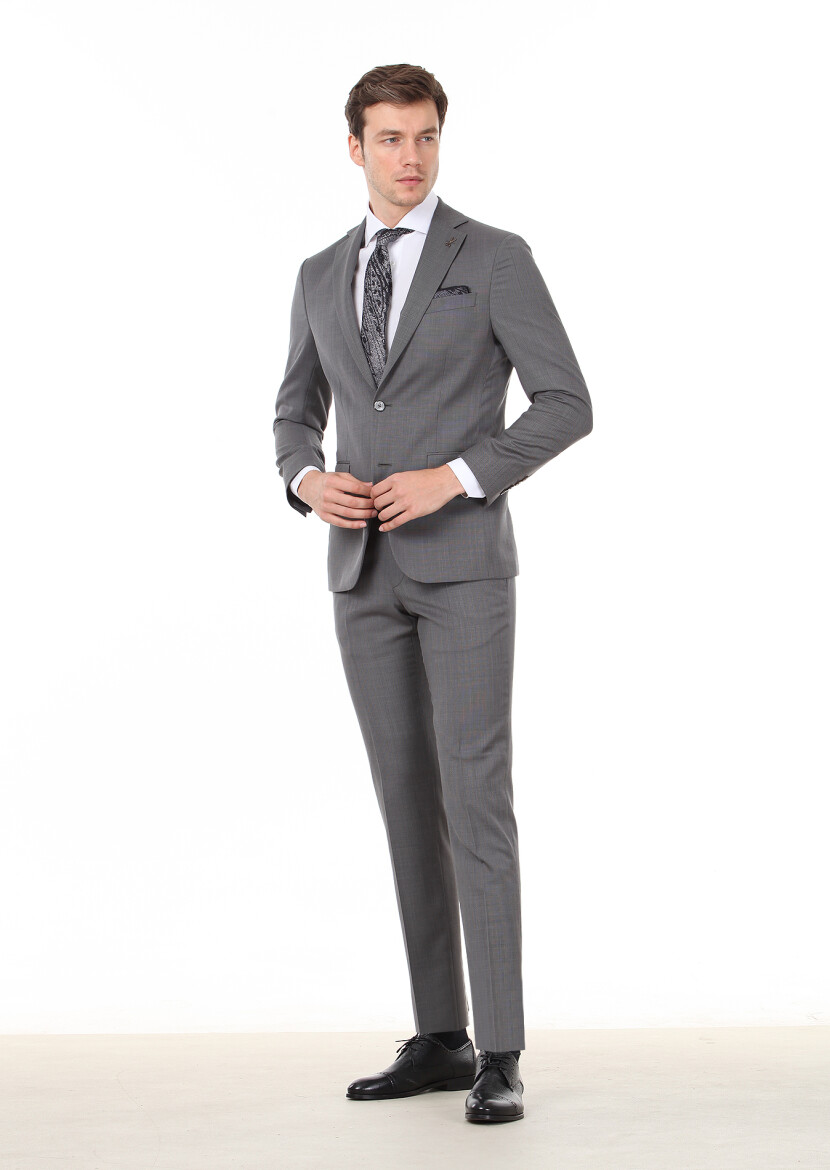 Hard Coal Micro Modern Fit 100% Wool Suit - 3