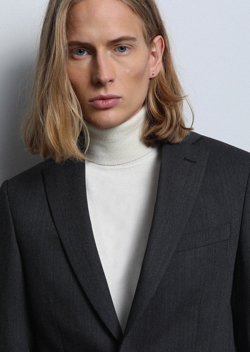Hard Coal Micro Modern Fit Wool Blended Suit - 1
