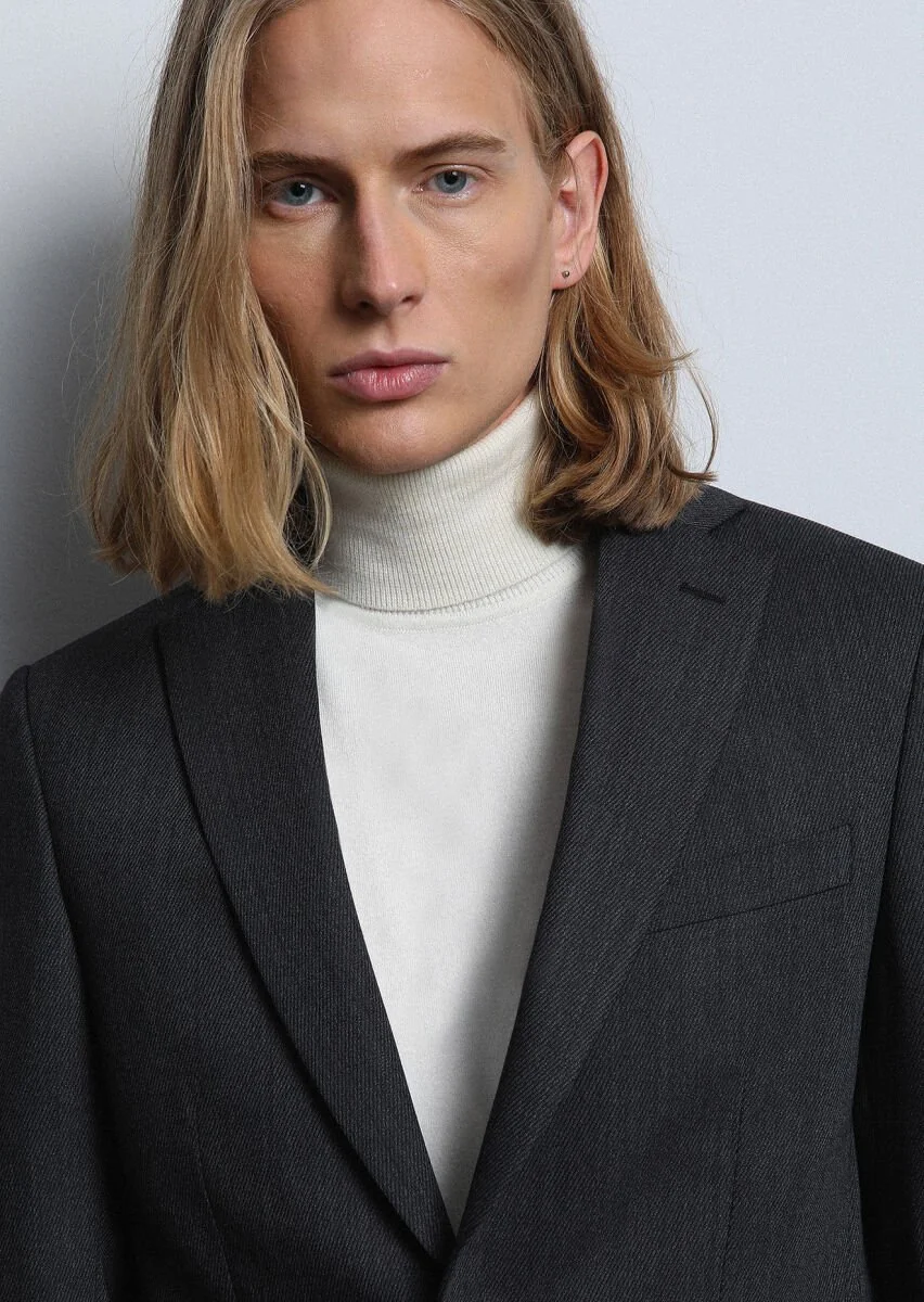 Hard Coal Micro Modern Fit Wool Blended Suit - 1