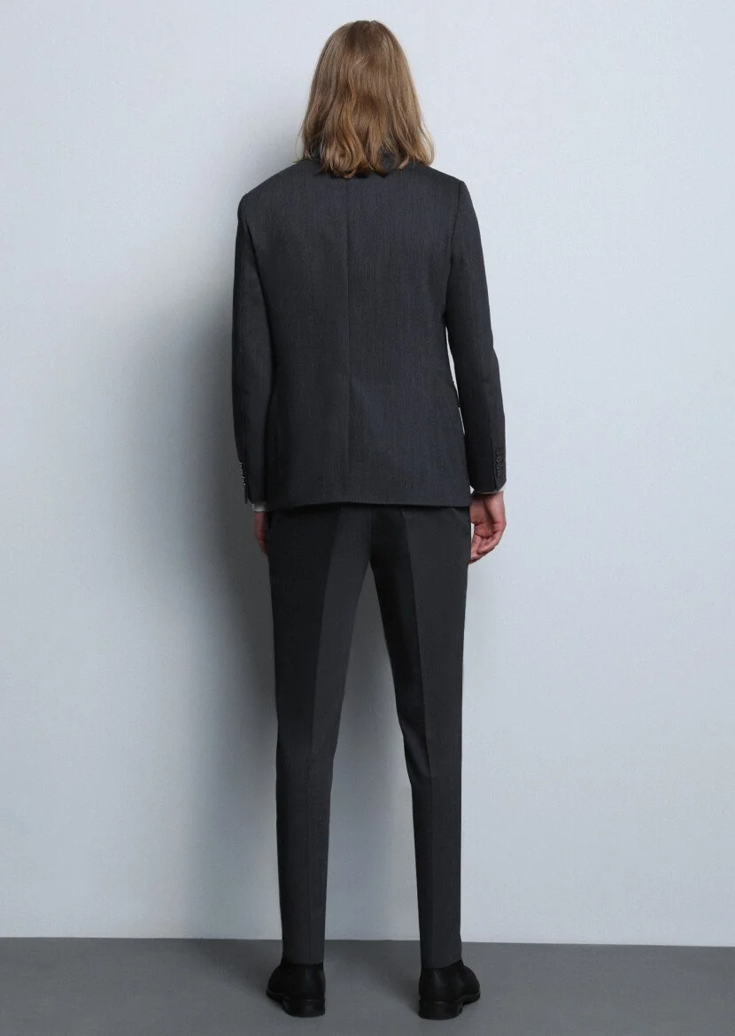 Hard Coal Micro Modern Fit Wool Blended Suit - 5