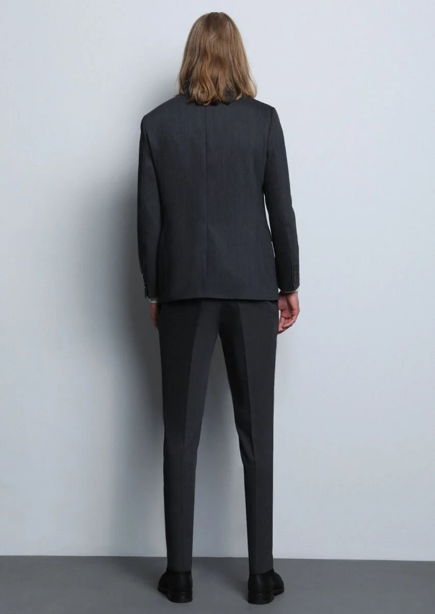 Hard Coal Micro Modern Fit Wool Blended Suit - 5