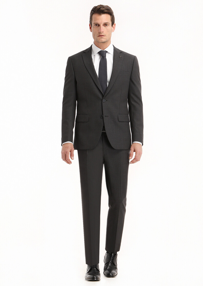 Hard Coal Micro Modern Fit Wool Blended Suit - 1