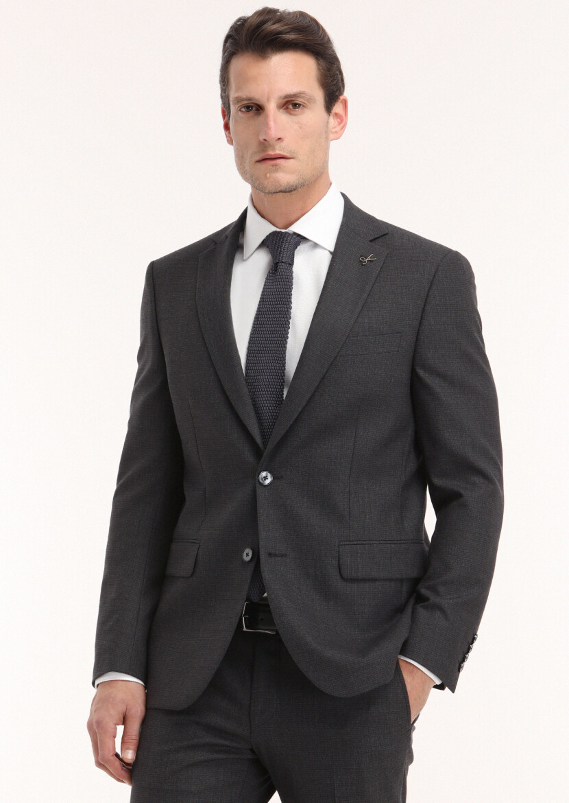 Hard Coal Micro Modern Fit Wool Blended Suit - 2