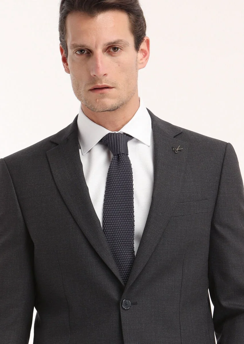 Hard Coal Micro Modern Fit Wool Blended Suit - 2