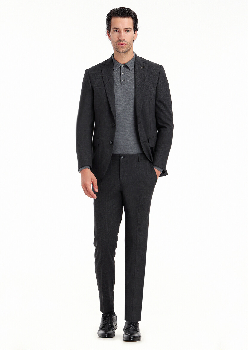 Hard Coal Micro Modern Fit Wool Blended Suit - 1