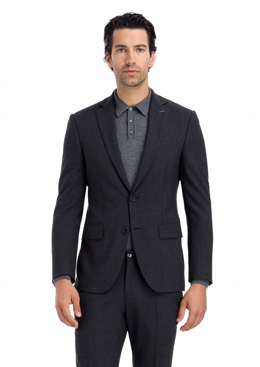 Hard Coal Micro Modern Fit Wool Blended Suit - 4