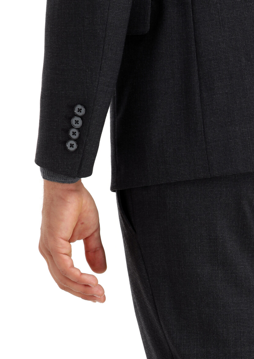 Hard Coal Micro Modern Fit Wool Blended Suit - 5