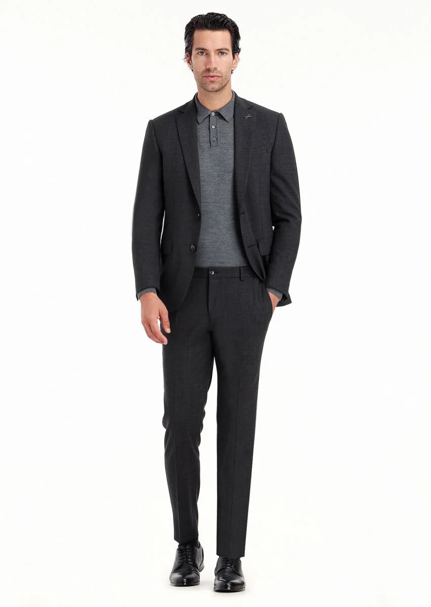 Hard Coal Micro Modern Fit Wool Blended Suit - 1