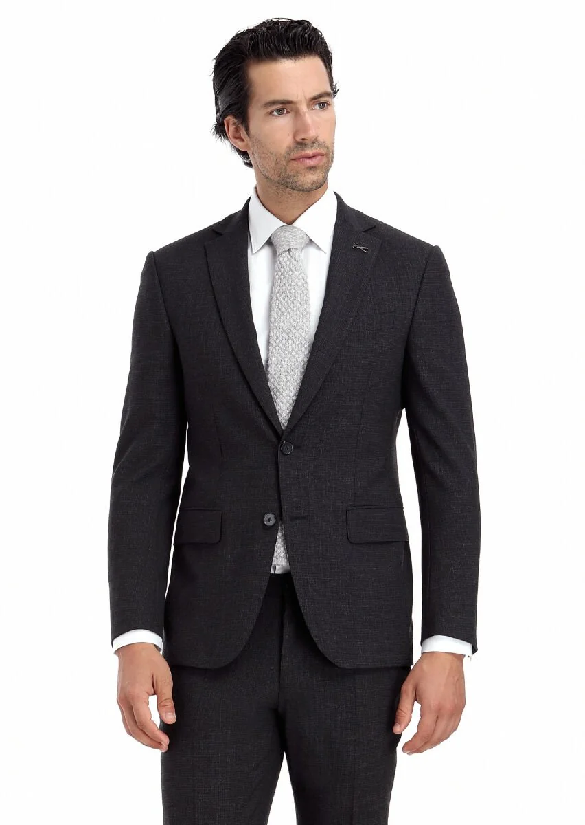 Hard Coal Micro Modern Fit Wool Blended Suit - 2