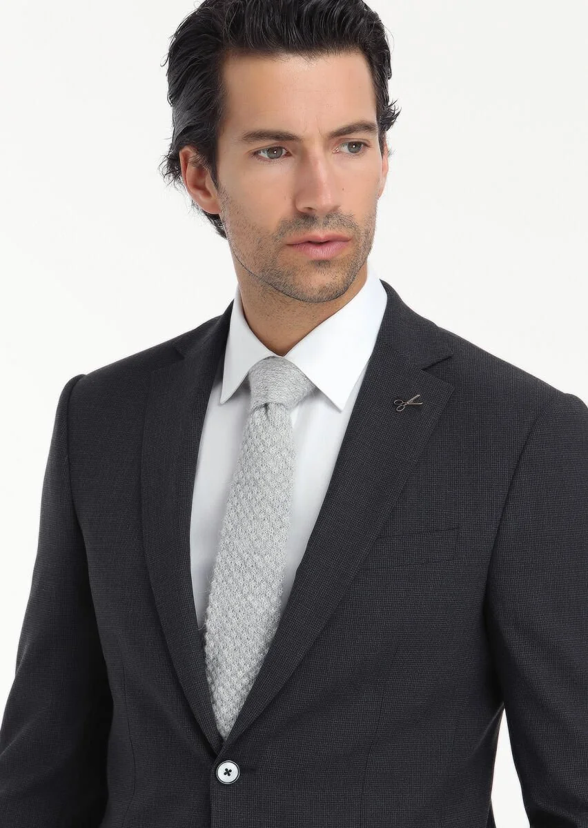 Hard Coal Micro Modern Fit Wool Blended Suit - 3