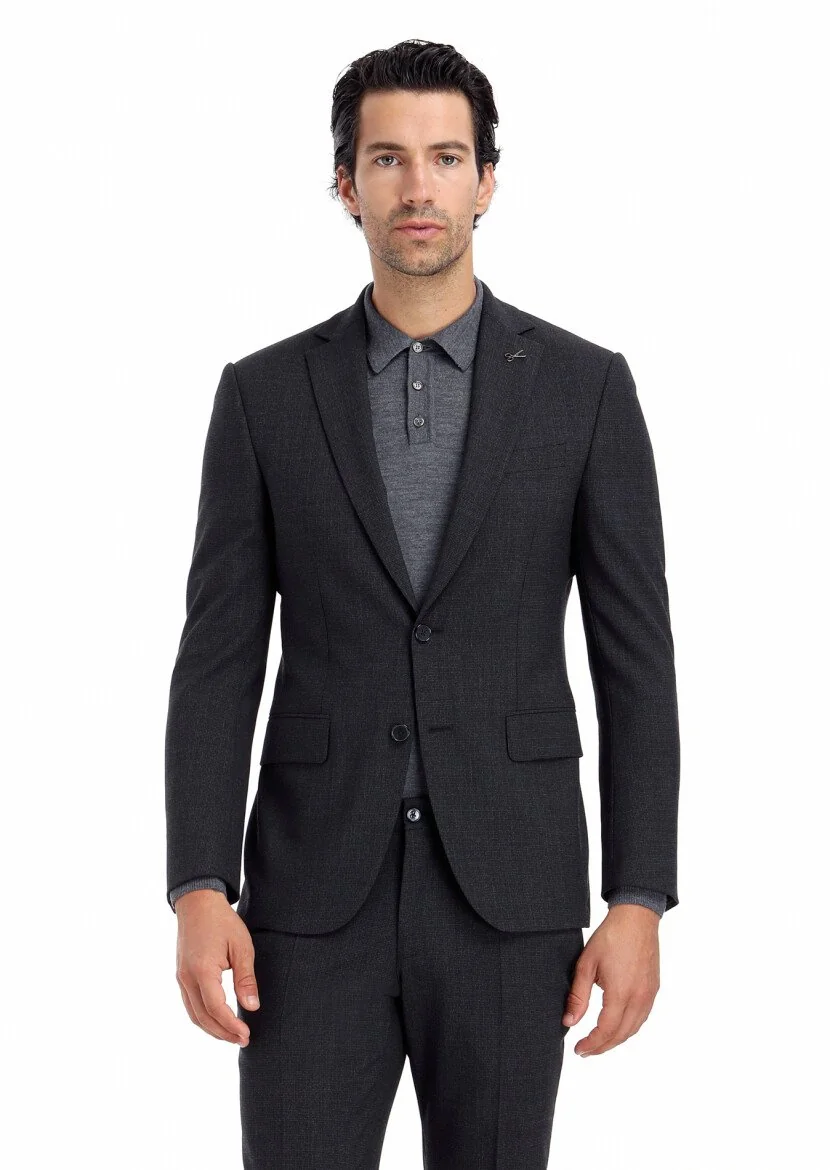 Hard Coal Micro Modern Fit Wool Blended Suit - 4