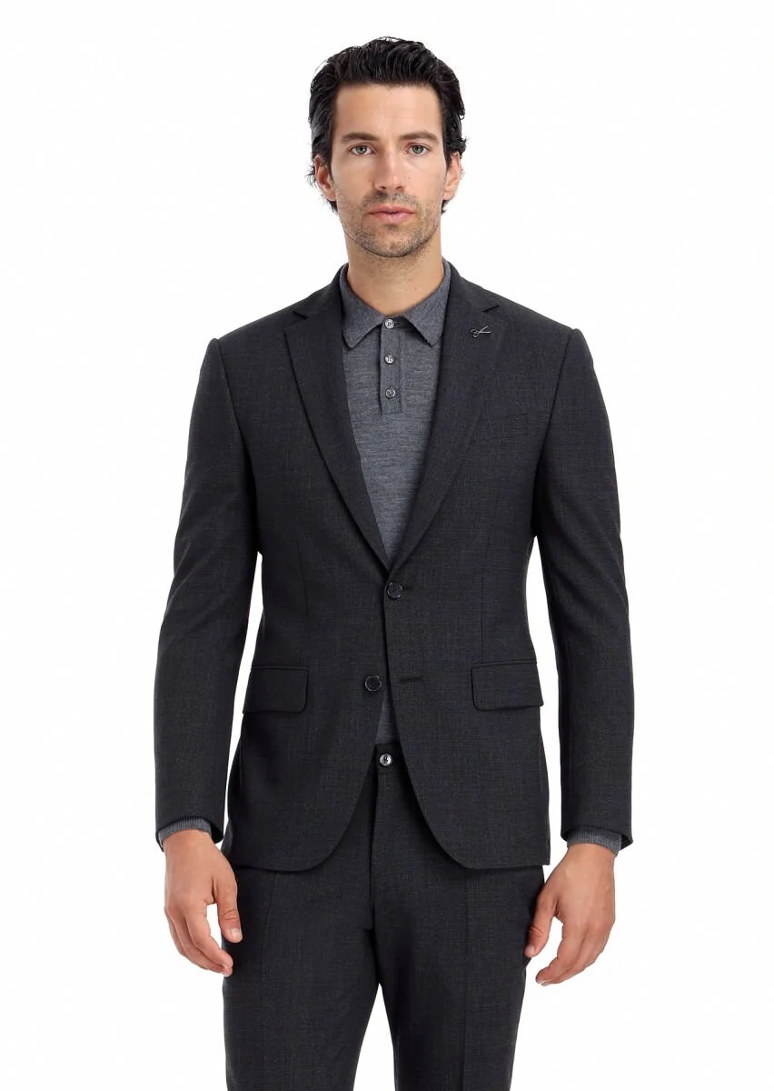 Hard Coal Micro Modern Fit Wool Blended Suit - 4