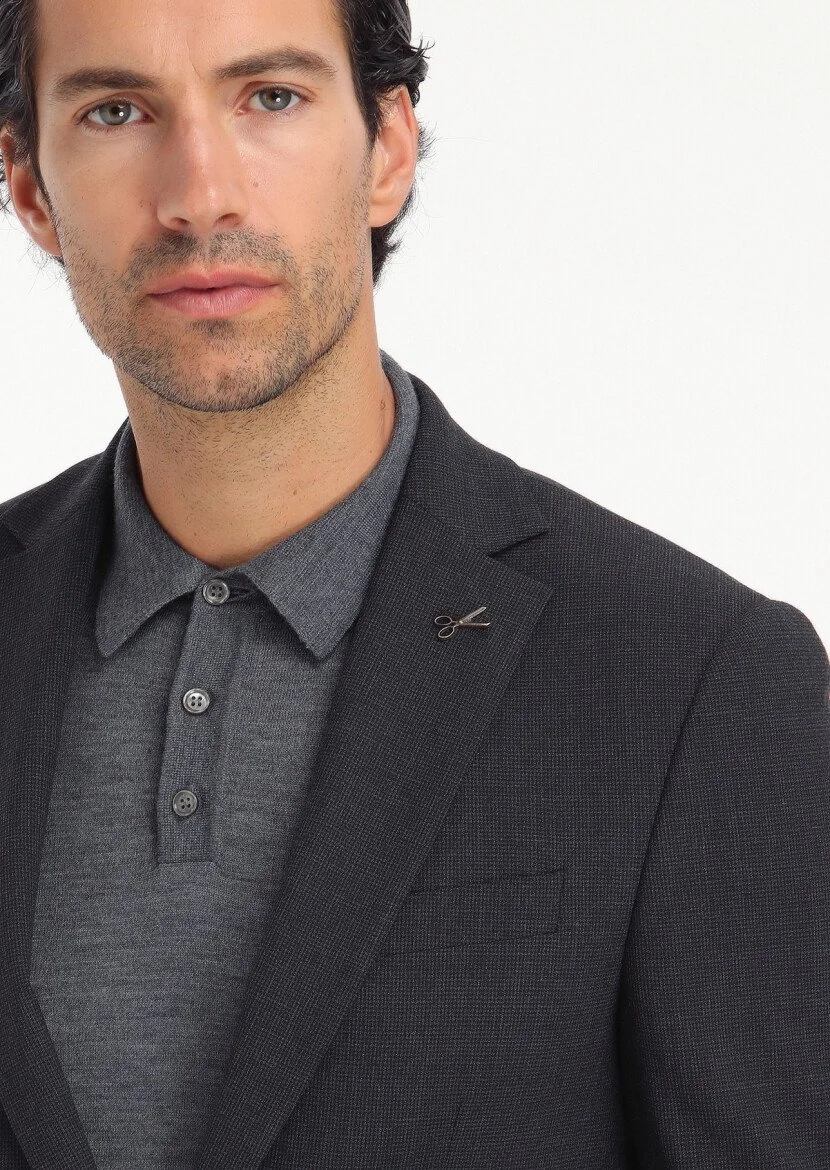 Hard Coal Micro Modern Fit Wool Blended Suit - 5