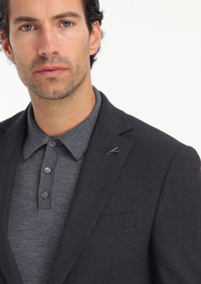 Hard Coal Micro Modern Fit Wool Blended Suit - 5