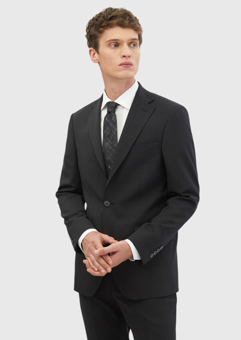 Hard Coal Micro Modern Fit Wool Blended Suit - 1