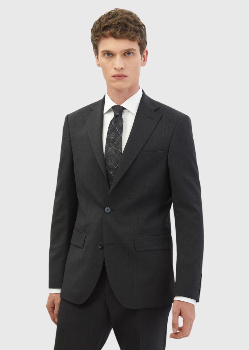 Hard Coal Micro Modern Fit Wool Blended Suit - 3