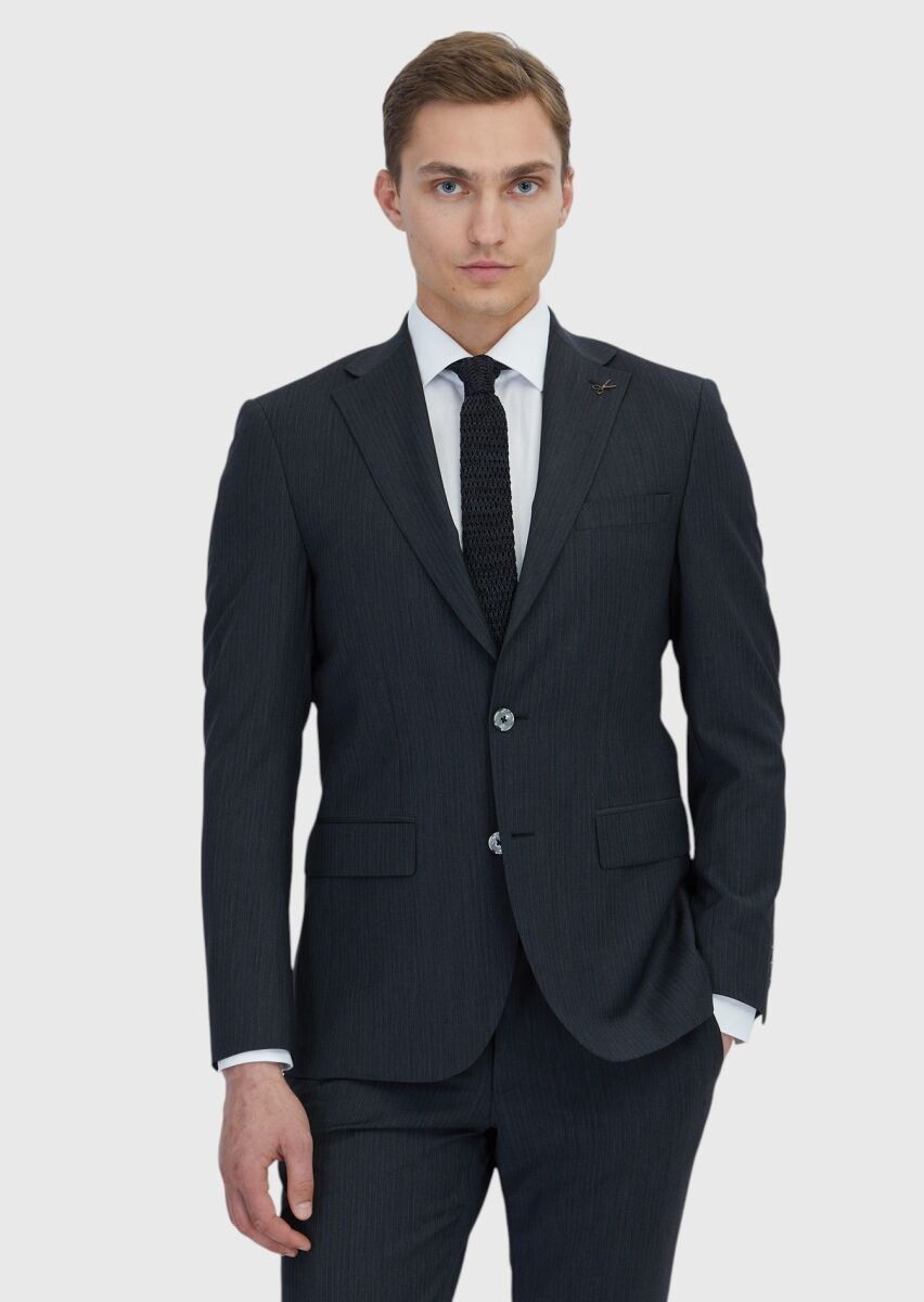 Hard Coal Micro Modern Fit Wool Blended Suit - 1