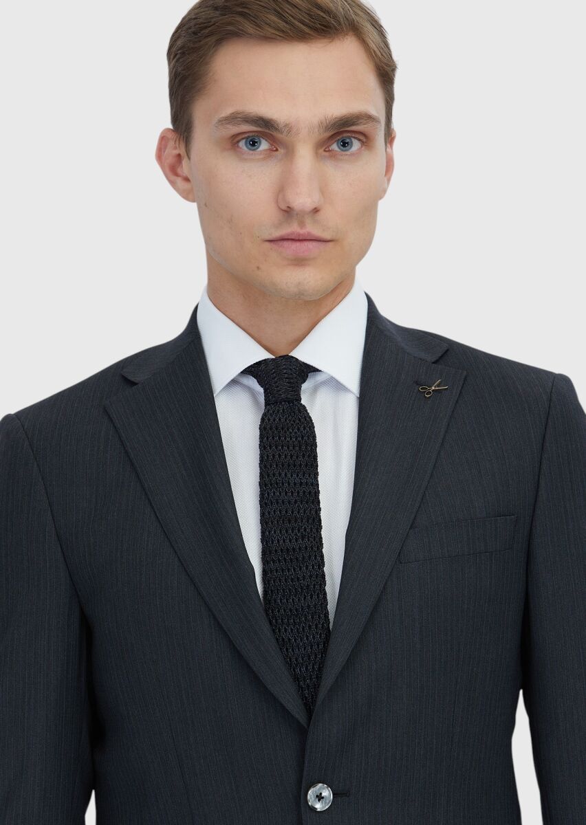 Hard Coal Micro Modern Fit Wool Blended Suit - 3