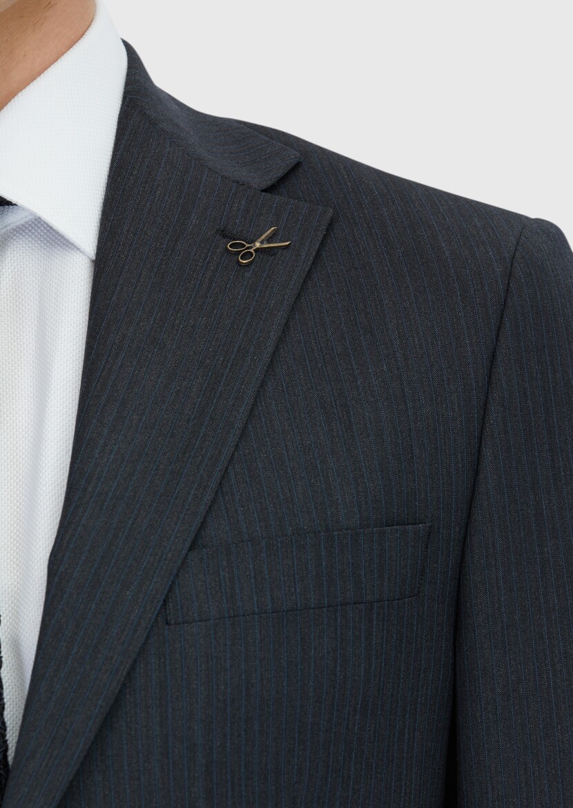 Hard Coal Micro Modern Fit Wool Blended Suit - 4