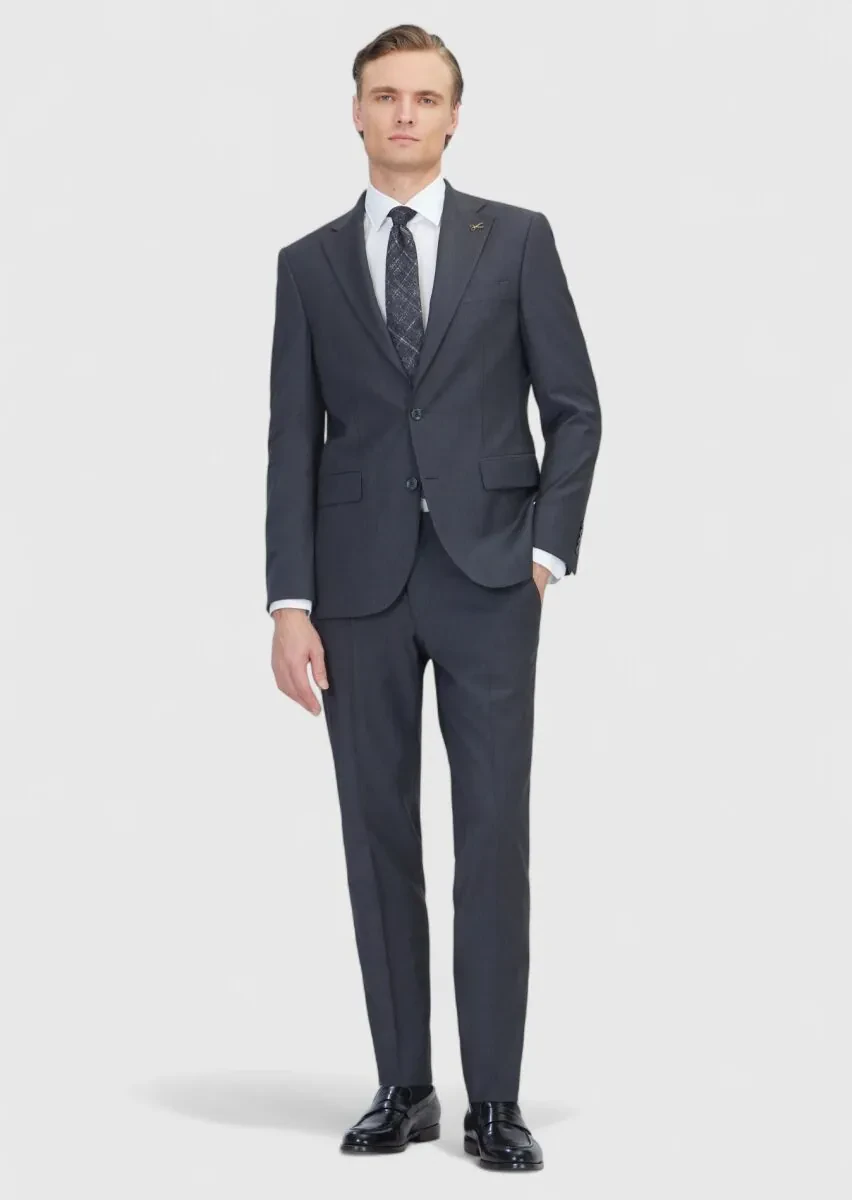 Hard Coal Micro Modern Fit Wool Blended Suit - 2